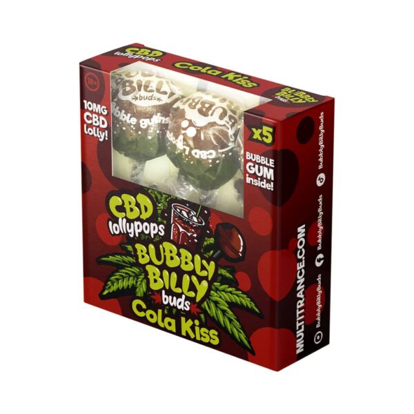 Multitrance Bubbly Billy Buds CBD Cola Kiss Lollypops - Gift Box (5 pcs)