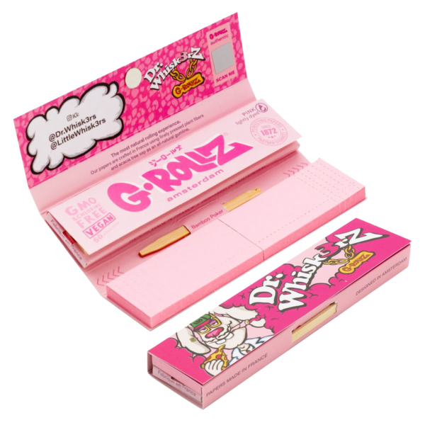 G-Rollz Dr. Whiskerz Pink Rolling Papers, Tips & Poker