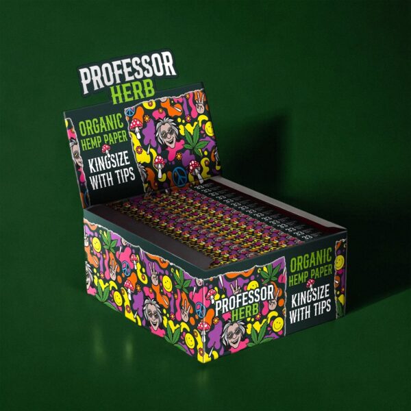 Professor Herb King Size Rolling Papers & Tips - Organic Hemp Paper