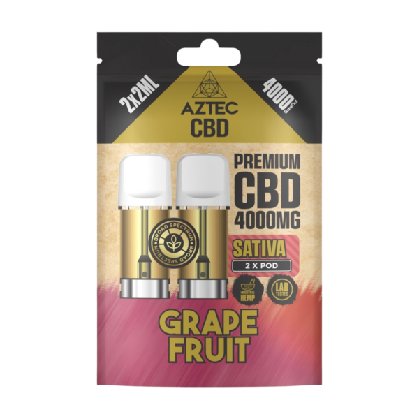 Aztec CBD Premium CBD Pods 4000mg 2x2ml — Grape Fruit