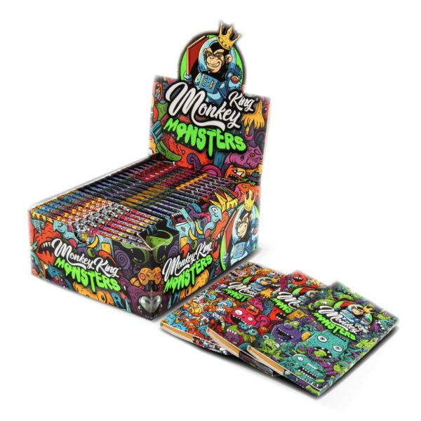 Monkey King Papers, Tips & Tray: Magnetic Monsters Edition - King Size Unbleached — 24pcs Full Box