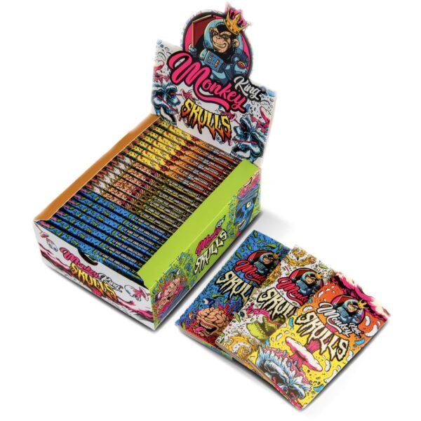 Monkey King Papers & Tips: Magnetic Skulls Edition - King Size Unbleached — 24pcs Full Box