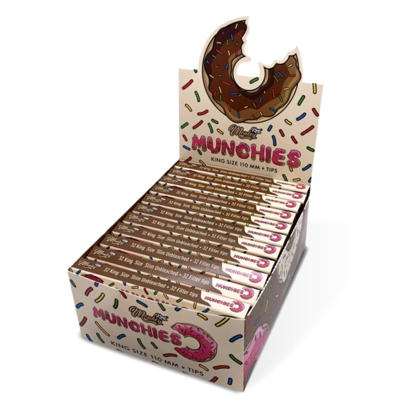 Monkey King Rolling Papers & Tips: Munchies Ed. - King Size Unbleached — 24pcs Full Box