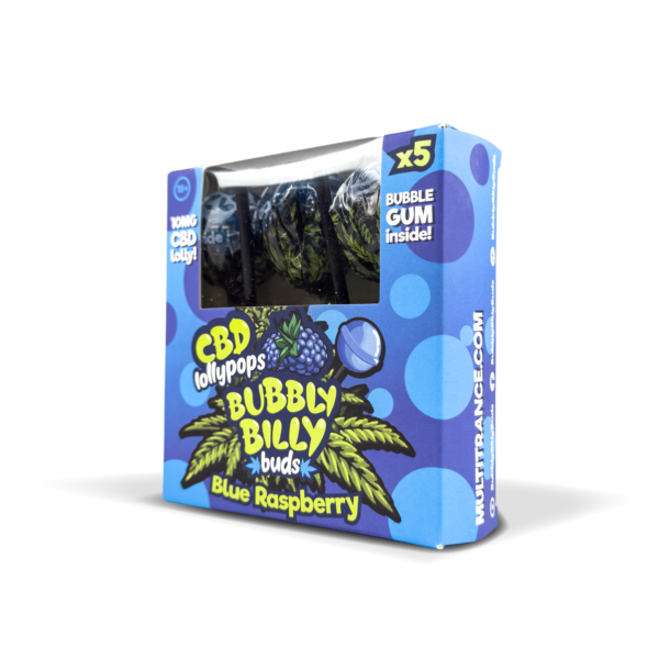 Multitrance Bubbly Billy Buds CBD Blue Raspberry Lollypops - Gift Box (5 pcs)