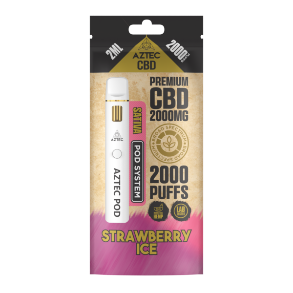 Aztec CBD Premium CBD Pod System 2000mg 2ml — Strawberry Ice