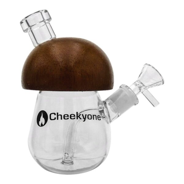 Cheekyone Luxury Wood and Glass Mushroom Bubbler Bong 14cm